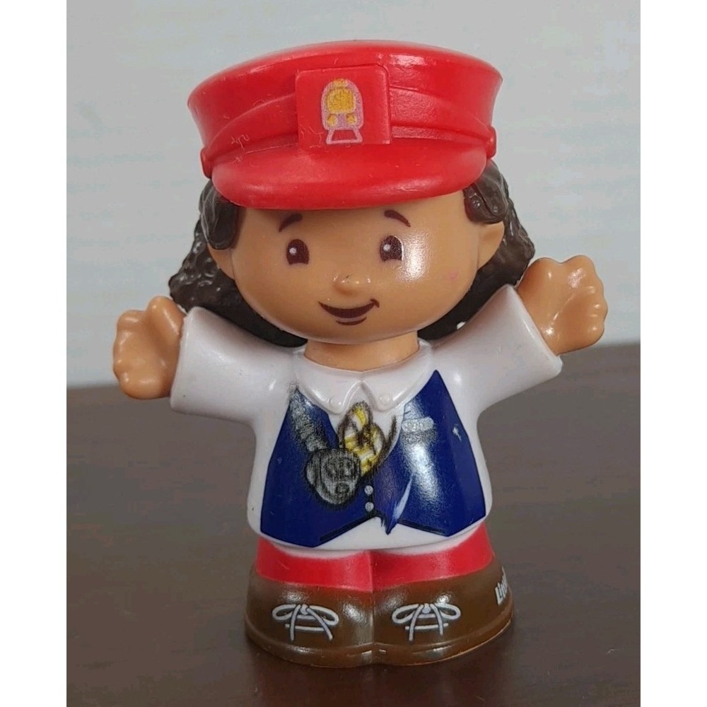 Fisher Price Little People Girl Brown Curly Hair Train Conductor Choo-Choo Zoo